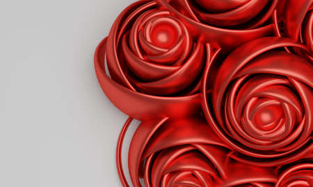 3D illustration of red roses bouquet. Abstract backgroundの写真素材