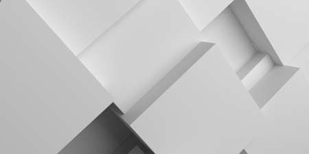 Illustration of 3D white cubes backgroundの写真素材
