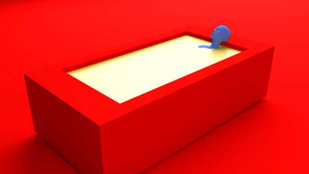 Mannequin in red bath concept. 3D illustration render