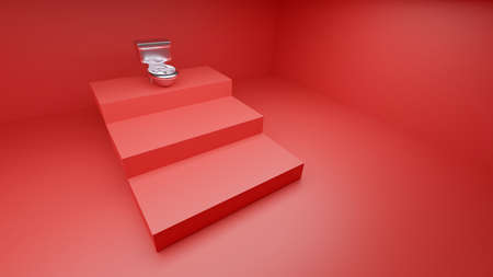 Silver toilet bowl concept like as throne. 3D render Illustration