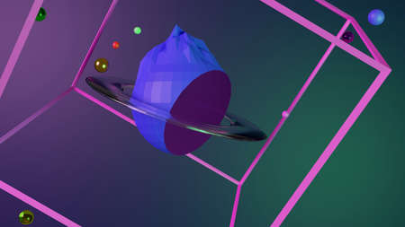 Abstract space planet concept. 3d Illustration render