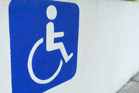 International blue wheelchair sign in ramp