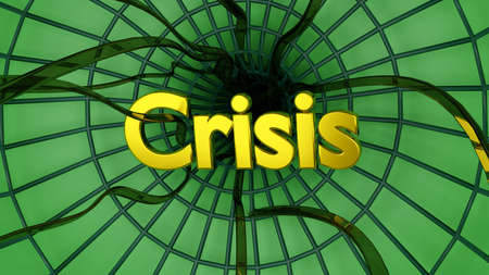 Word "crisis" on colorful background. 3D illustration renderの写真素材