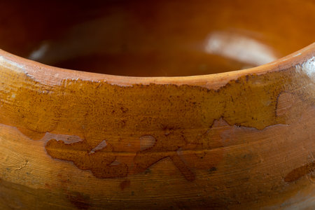 Rustic brown clay pot detail close upの写真素材