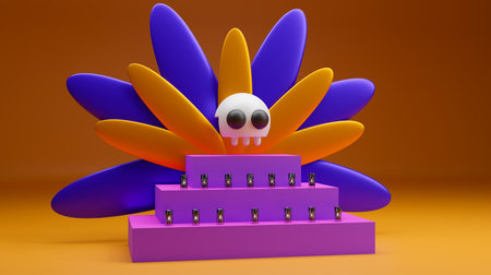 Mexican day of the dead altar. 3d illustration render
