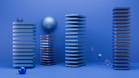 Blue abstract background composition. 3D illustration render