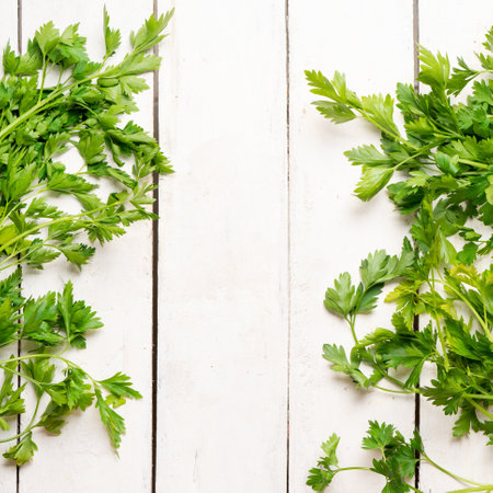 Bunch of fresh parsley on white background