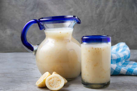 Glass with fresh guava juice. mexican drinksの写真素材