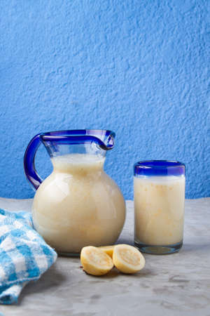 Glass with fresh guava juice. mexican drinksの写真素材