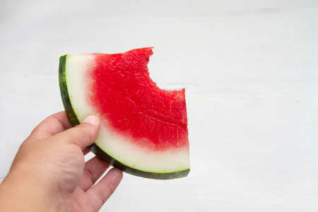 Cutted fresh watermelon fruit without seedsの写真素材
