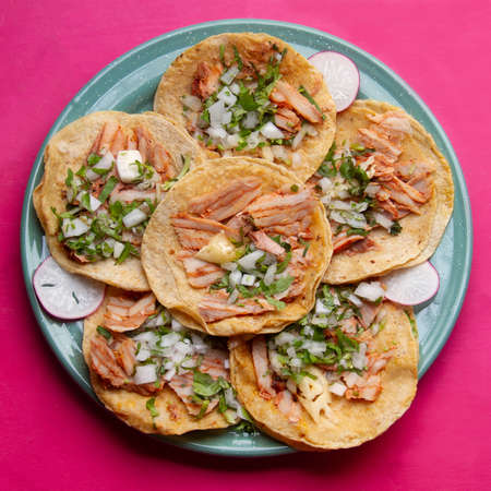 Al pastor tacos with pineapple. traditional mexican foodの写真素材
