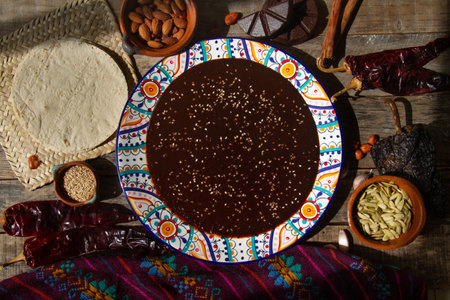 Mexican Mole sauce: A harmonious blend of chiles, chocolate, and spices in velvety sauce.の写真素材