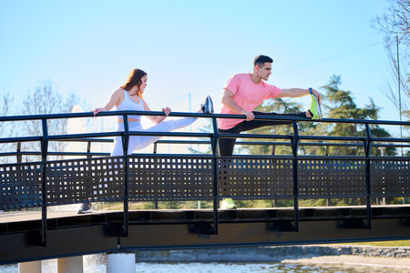 Young couple practicing sports outdoors