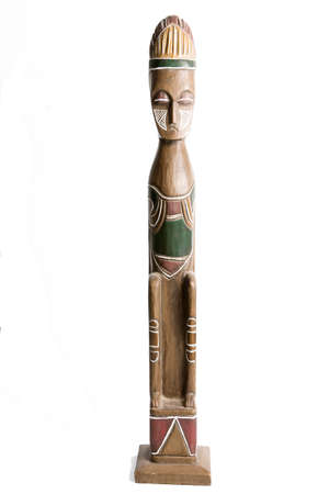 African Wooden Statue Isolated on Whiteの写真素材