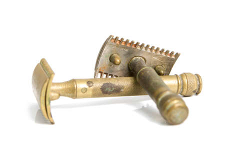 Old Shaving Razor Isolated on Whiteの写真素材
