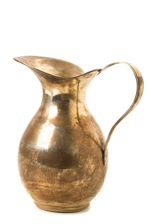 Old Metallic Jar Isolated on Whiteの写真素材