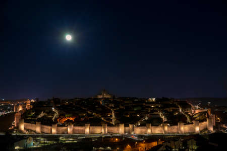 View of Avila Spaiin at Nightの写真素材