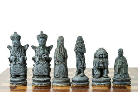 Indonesian Terracotta Chessmen on the Chessboardの写真素材