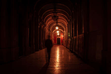 Praca do Comercio at Night, Lisbon, Portugal.の写真素材