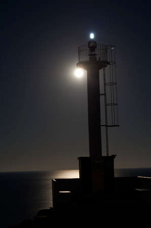 Village of Porto petro, Majorca, Balearic Islands, Spain, Europe,at night as seen from a sailboat in the Marinaの写真素材