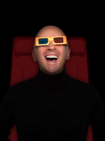 Man Watching 3D Moviesの写真素材
