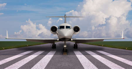 Private jet on the runway ready for take off