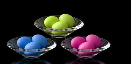 Colorful eggs in a crystal bowl