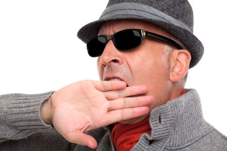 A man yawning