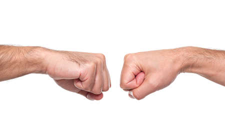 Fist bump isolated in whiteの写真素材