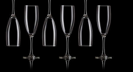 Champagne glasses in a rowの写真素材