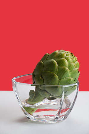 Artichoke in a crystal dishの写真素材