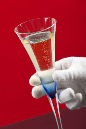 Server holding a glass of champagneの写真素材