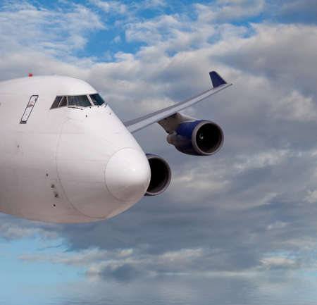 Close up view of a passenger jet