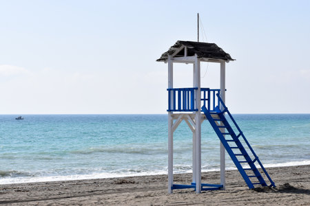 Hut on the beach of Manilva, Malagaの写真素材