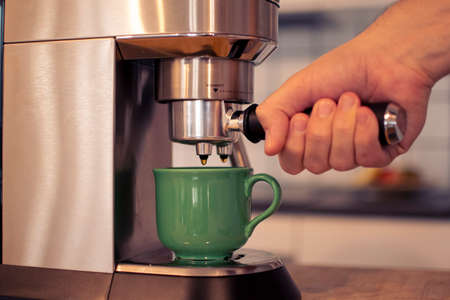 Home espresso coffee machine - Cup of coffeeの写真素材