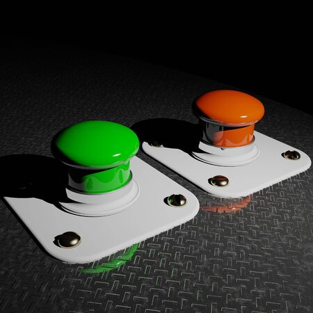 Green and red pushbuttonsの写真素材