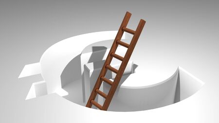 A ladder to come out from Euroの写真素材