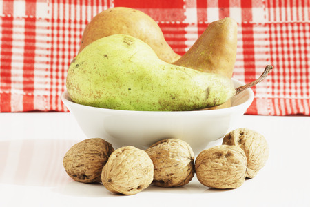 Pears and walnutsの写真素材