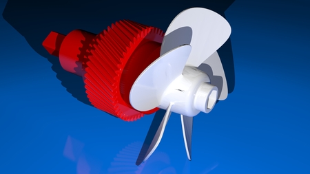 White on red toothed propeller shaftの写真素材