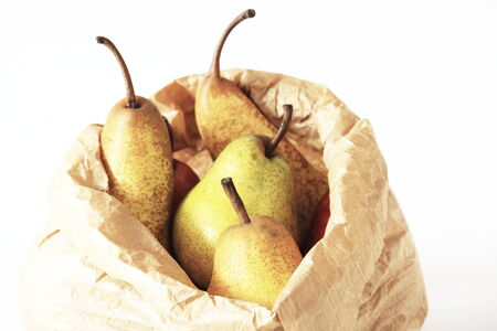 Pears in the paper bagの写真素材