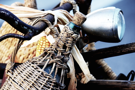 The bicycle with the wine bottleの写真素材