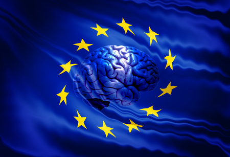 European flag with brainの写真素材