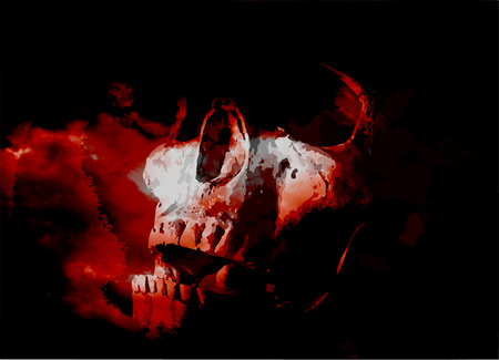 Burning skullの写真素材