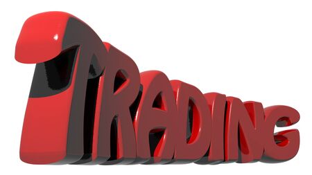 "TRADING" written in three-dimensional red letters on white backgroundの写真素材