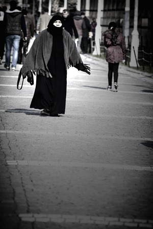 Muslim woman walking in Izmir (Turkey)のeditorial素材