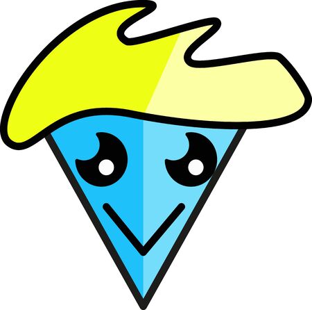 A cartoon character with trinagular face is smilingのイラスト素材