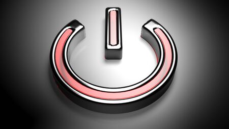 Start symbol for technology with red light - 3D renderingの写真素材