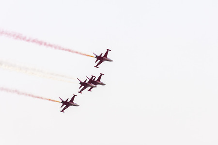 Turkish acrobatic aviation squadron flying over Izmir (Turkey)のeditorial素材