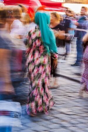 Turkish woman wearing colorful clothesの写真素材