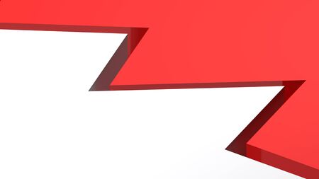 The surface is broken in two parts: one is white; the other is red - 3D renderingの写真素材